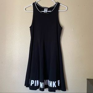 PINK- Black Skater Dress White Pink Logo Size M